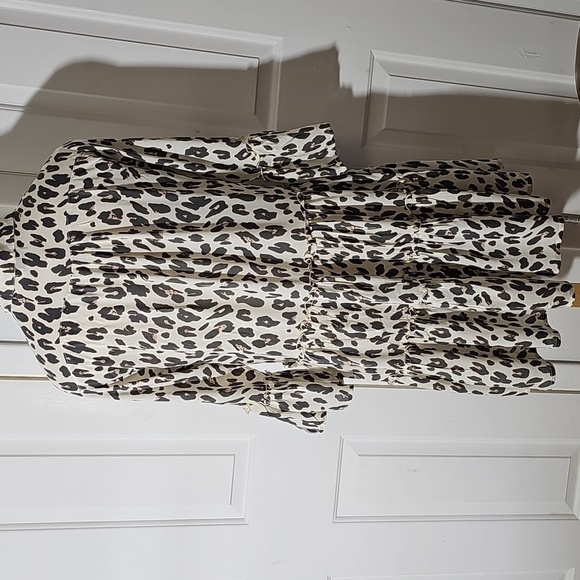 SEA LUSTER Leopard Print Women's layered Ruffel Dress Size S/M Cr/br Flowie. - Picture 7 of 10
